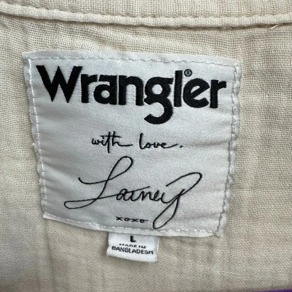 Wrangler x Lainey Wilson Gauzy Dip-Dye Western Snap Shirt Rodeo Rancho Women's L - Picture 12 of 15